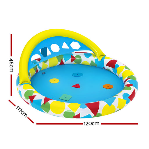 Bestway Kids Pool 120x117x46cm Inflatable Play Swimming Pools w/ Canopy 45L
