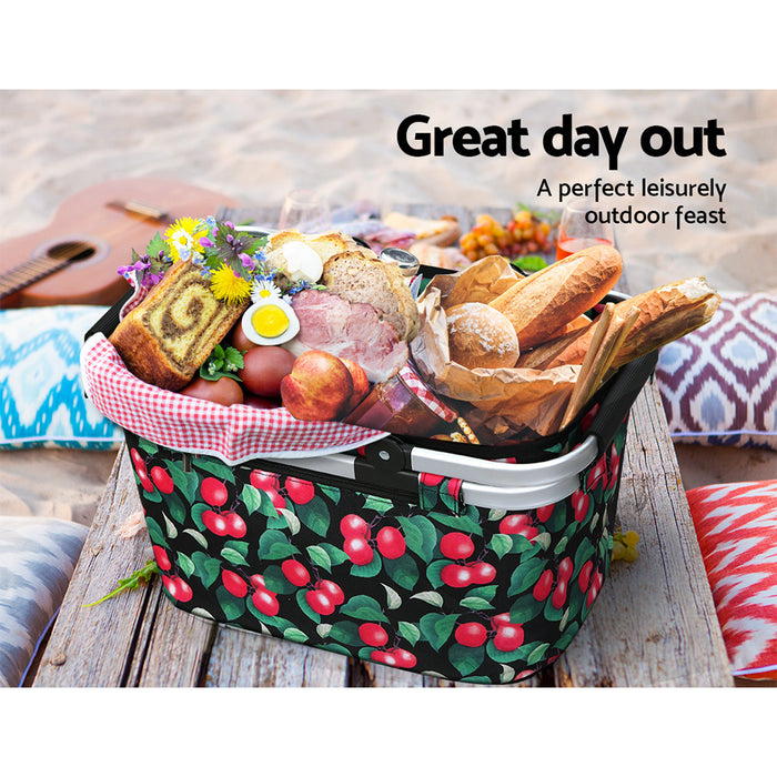 Alfresco Picnic Basket Folding Bag Hamper Food Storage Insulated