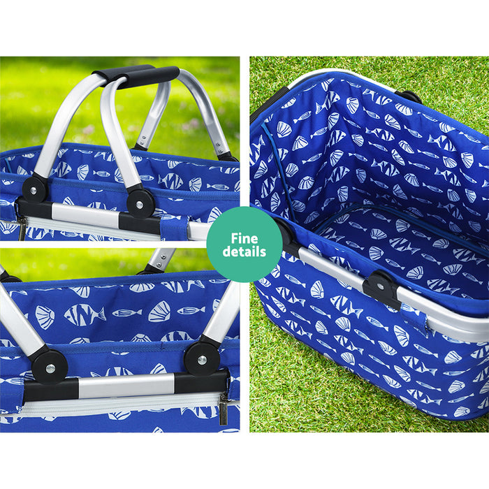 Alfresco Picnic Basket Folding Bag Hamper Food Insulated Storage