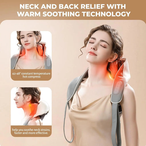 Experience the ultimate in relaxation with Danoz Direct Wireless Electric Shiatsu Neck and Back Massager - Free Post