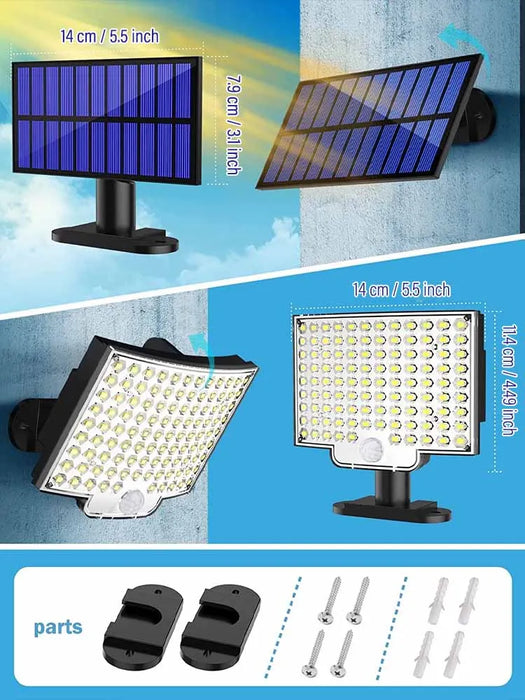 Illuminate your outdoor space with Danoz Direct's 106LED Solar Light! With motion sensor technology and Remote control