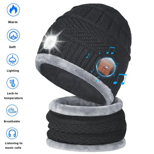 Stay warm and connected with Danoz Smart - With 4in1 Bluetooth Headphones Beanie and Headlight!