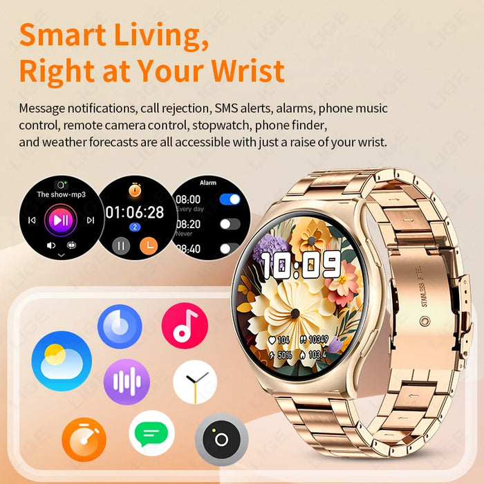 Experience the ultimate in style and functionality with Danoz Direct's LIGE 1.43 inch AMOLED Screen Women's Smart Watch.