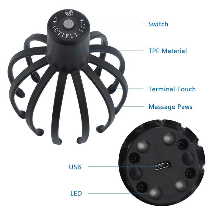 Experience ultimate relaxation and rejuvenation with the Danoz Direct Electric Octopus Claw Scalp Massager.