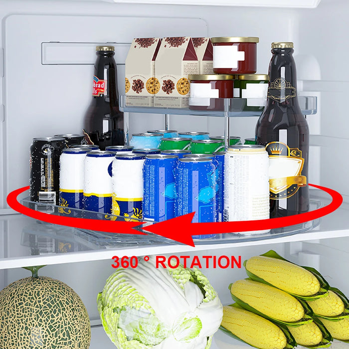 Danoz Direct - Fridge Turntable Organizer Tray with Suction Cup, 360 Rotatable for Fridges, Benchtops, More...