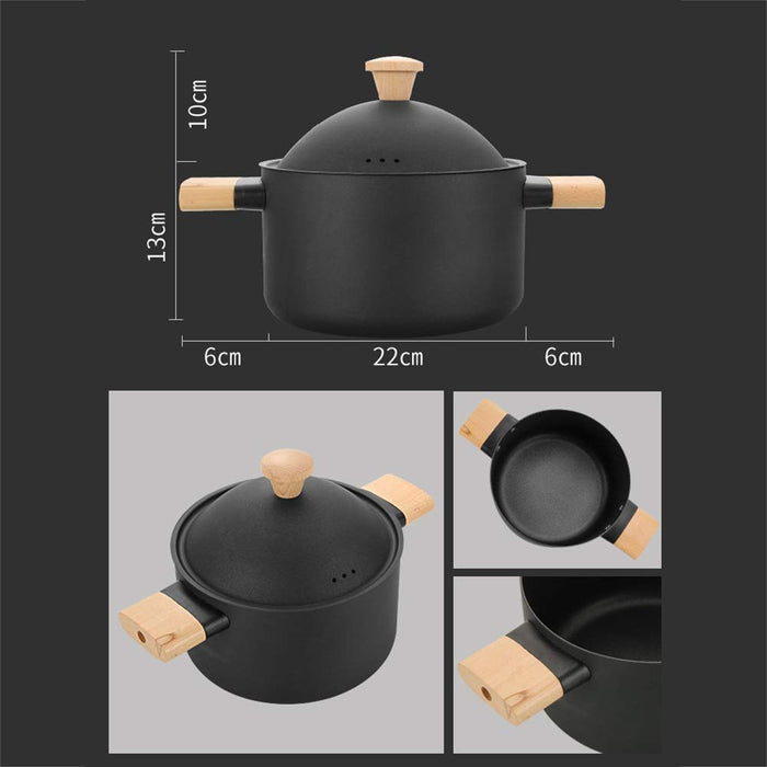 6Pcs Cookware Set Non-Stick Soup Pot Wok Fry Pan Lid Kitchen Kitchen Restaurant Cookware