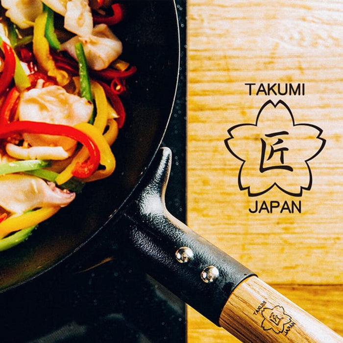Takumi Premium Magma Plate Cast Iron Wok - Made in Japan - 30cm