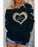 Azura Exchange Leopard Rhinestone Heart Graphic Sweatshirt - S