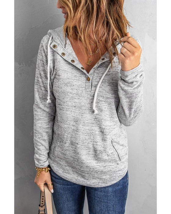 Azura Exchange Buttoned Casual Hoodie with Pocket Design - XL