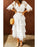 Azura Exchange Swiss Dot Print Lace Patch Layered Long Dress - M