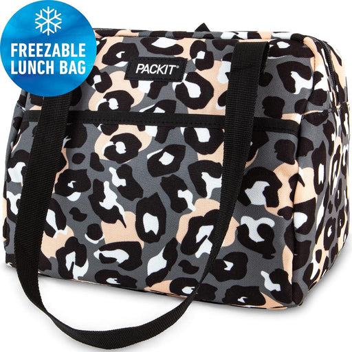 PACKIT Freezable Ice Lunch Bag Tote Food Storage Camping Travel Tiger - Wild Leopard