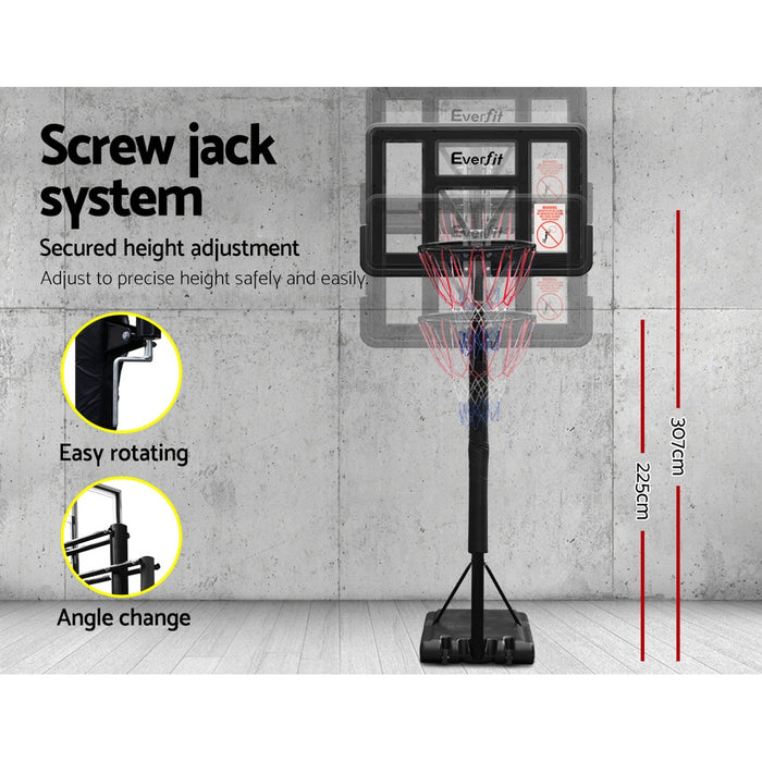 Danoz Direct - Everfit 3.05M Basketball Hoop Stand System Adjustable Height Portable Pro Black