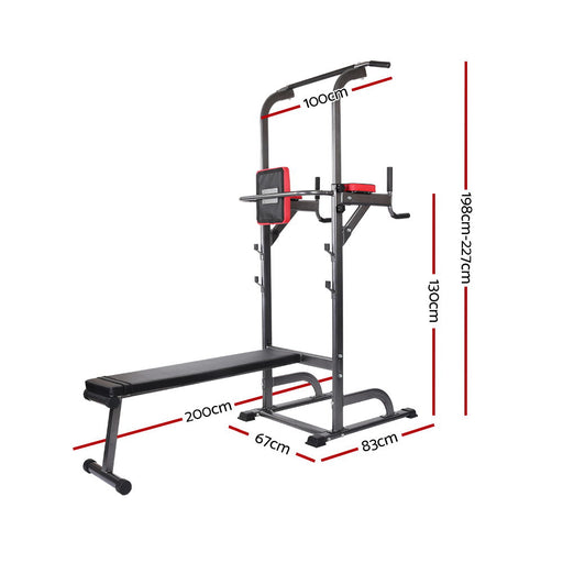 Danoz Direct - Everfit Weight Bench Chin Up Bar Bench Press Home Gym 380kg Capacity