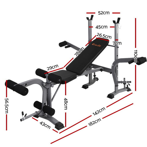 Danoz Direct - Everfit Weight Bench 8 in 1 Bench Press Adjustable Home Gym Station 200kg