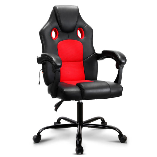Danoz Direct - Artiss 2 Point Massage Gaming Office Chair PU Leather Red