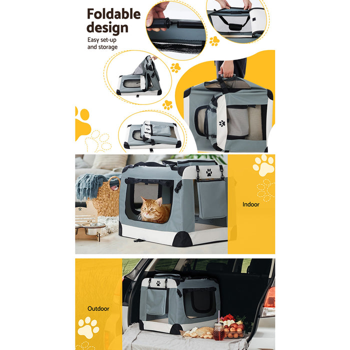 Danoz Direct - i.Pet Pet Carrier Soft Crate Dog Cat Travel 70x52CM Portable Foldable Car Large