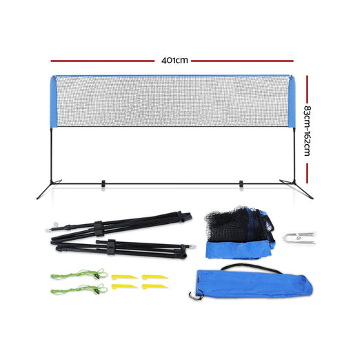 Danoz Direct - Everfit 4m Badminton Tennis Net Portable Volleyball Kit Adjustable Height