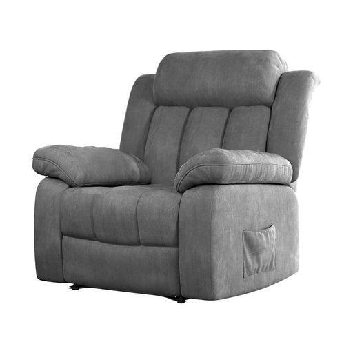 Danoz Direct - Artiss Recliner Chair Electric Massage Chair Velvet Lounge Sofa Heated Grey