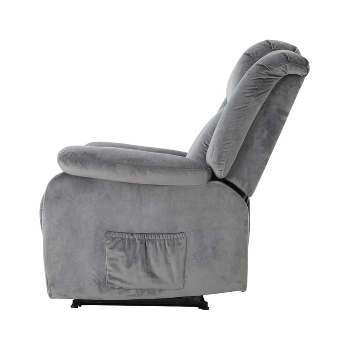 Danoz Direct - Artiss Recliner Chair Electric Massage Chair Velvet Lounge Sofa Heated Grey