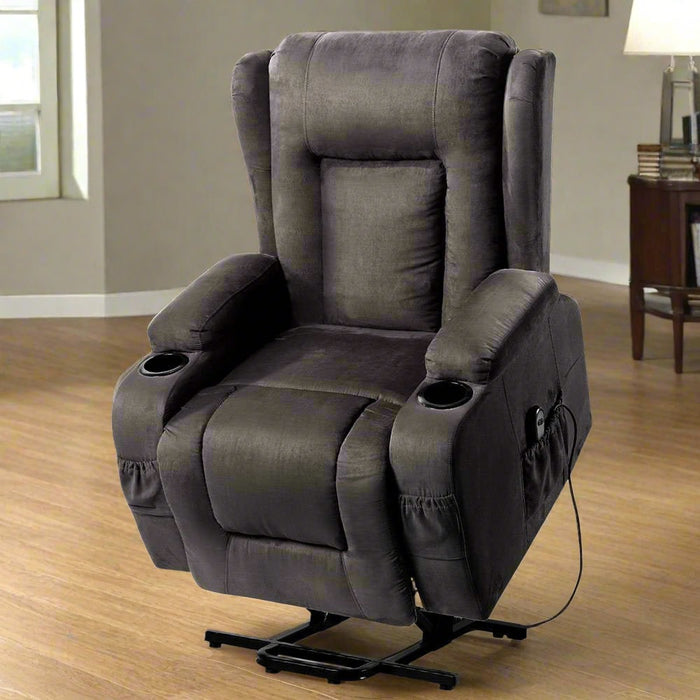 Danoz Direct - Artiss Recliner Chair Lift Assist Heated Massage Chair Velvet Rukwa