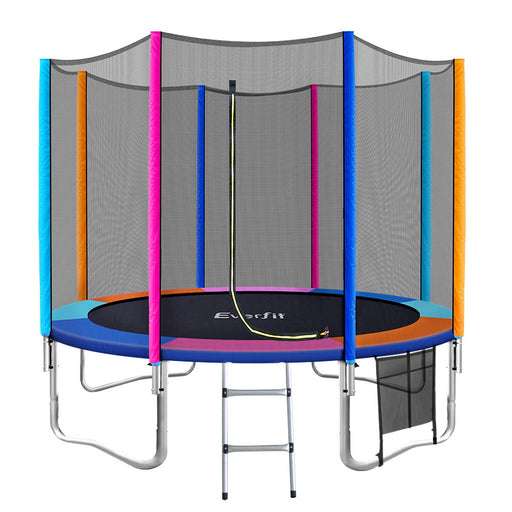 Danoz Direct - Everfit 10FT Trampoline for Kids w/ Ladder Enclosure Safety Net Pad Gift Round