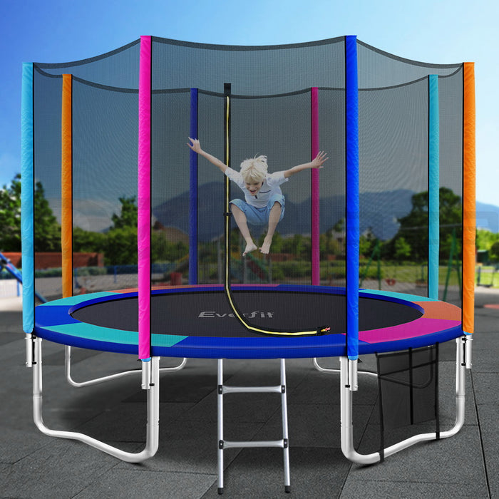 Danoz Direct - Everfit 12FT Trampoline for Kids w/ Ladder Enclosure Safety Net Pad Gift Round