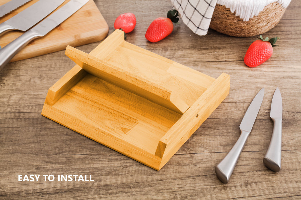 Danoz Direct - Natural Bamboo Magnetic Knife Block Holder with Strong Magnets for Home Kitchen Storage & Organisation