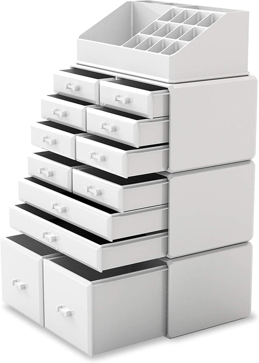 Danoz Direct - Makeup Cosmetic Organizer Storage with 12 Drawers Display Boxes (White)
