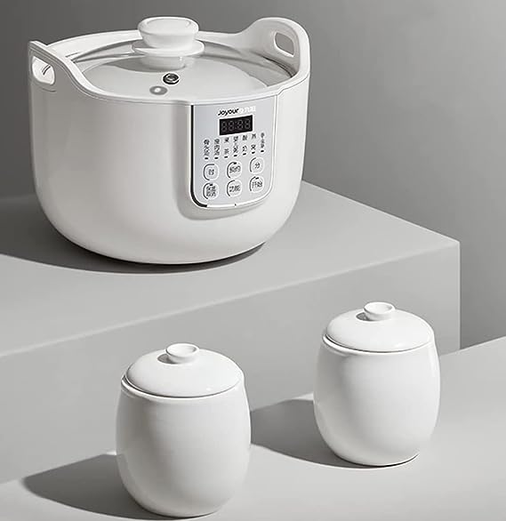Danoz Direct - Joyoung White Porclain Slow Cooker 1.8L with 3 Ceramic Inner Containers