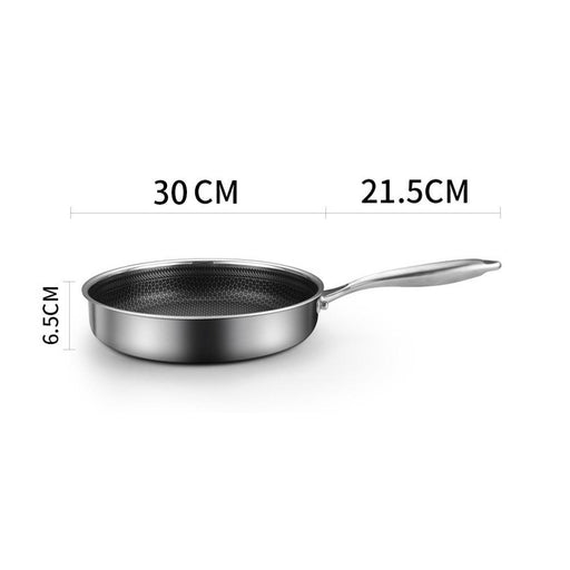 Danoz Direct - 304 Stainless Steel Frying Pan Non-Stick Cooking Frypan Cookware 30cm Honeycomb Single Sided without lid