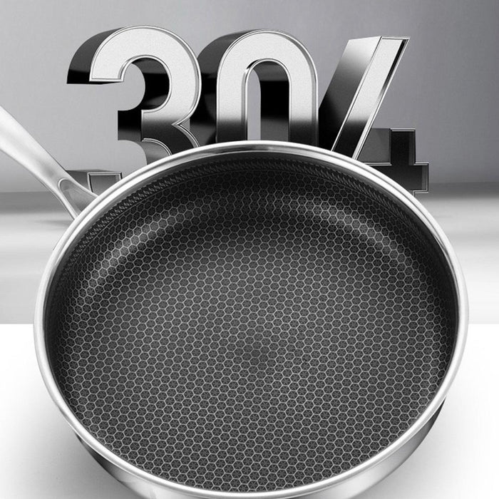 Danoz Direct - 304 Stainless Steel Frying Pan Non-Stick Cooking Frypan Cookware 30cm Honeycomb Single Sided without lid