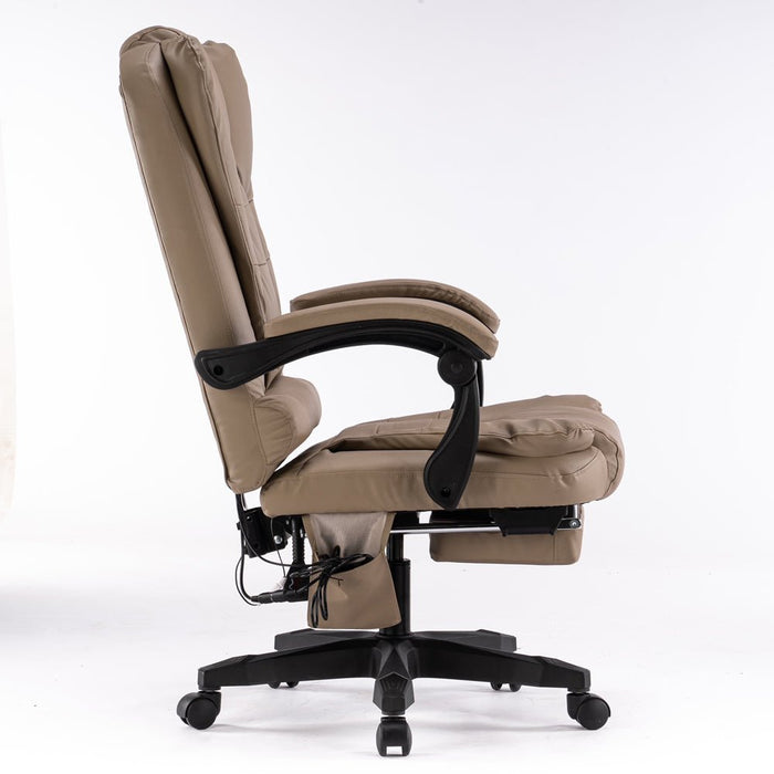 Danoz Direct - 8 Point Massage Chair Executive Office Computer Seat Footrest Recliner Pu Leather Amber
