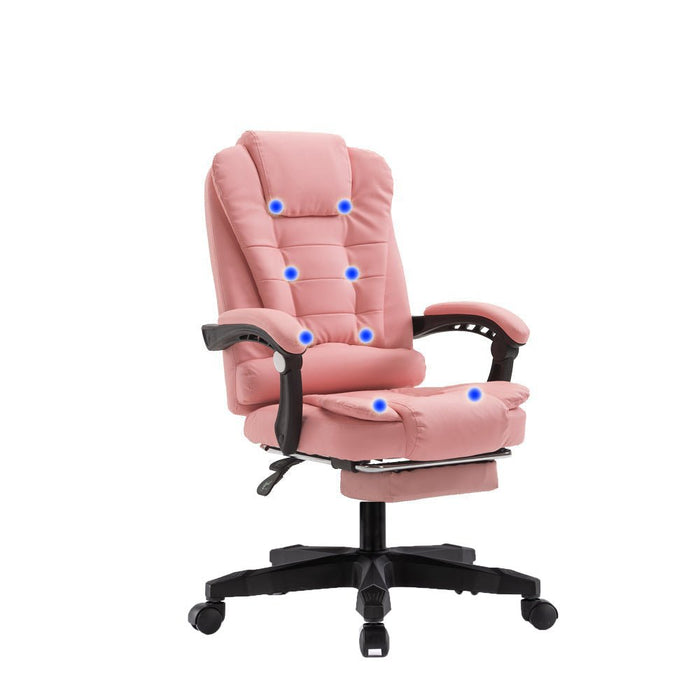 Danoz Direct - 8 Point Massage Chair Executive Office Computer Seat Footrest Recliner Pu Leather Beige