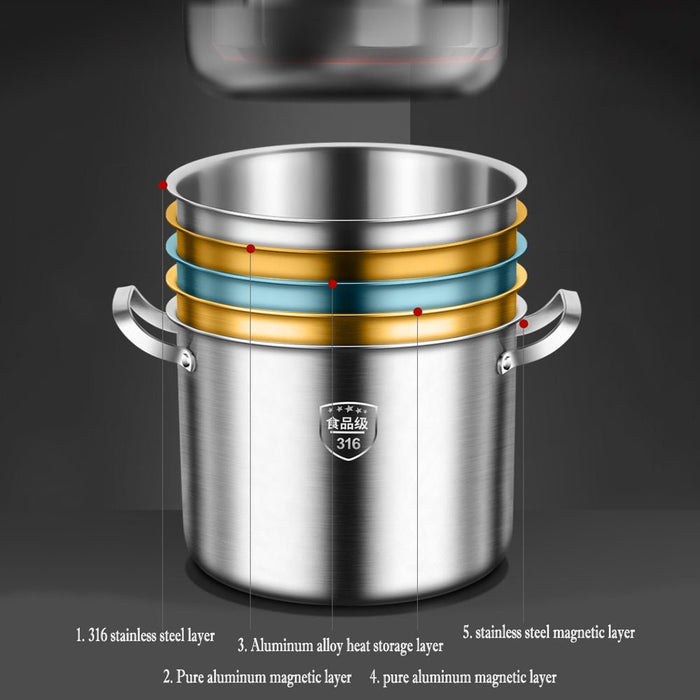 Danoz Direct - 316 Stainless Steel 2.5mm Thick Soup Pot 28cm Inner Diameter Healthy Cooking
