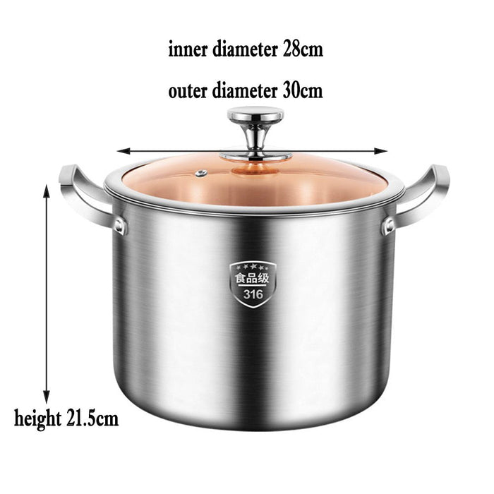 Danoz Direct - 316 Stainless Steel 2.5mm Thick Soup Pot 28cm Inner Diameter Healthy Cooking