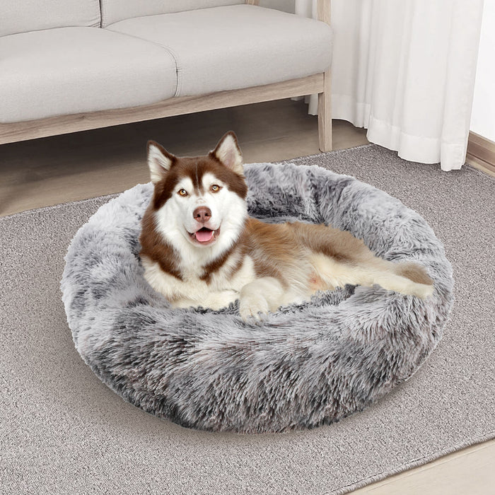 Danoz Direct - Pawfriends Dog Cat Pet Calming Bed Washable ZIPPER Cover Warm Soft Plush Round Sleeping 70