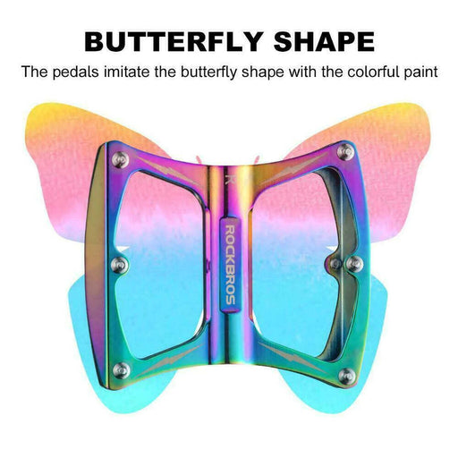 Danoz Direct -  Flat Pedal Butterfly BMX MTB Ultralight 156g Multi Colour Tri Bearing Stud Pin Grips Rockbros