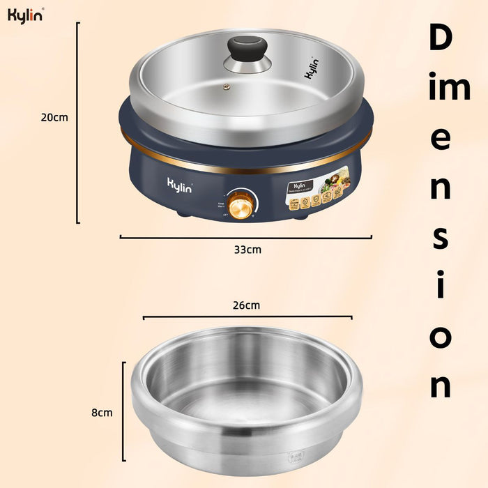 Danoz Direct - Kylin Electric 1500W Hotpot with Stainless Steel Inner Pot 4L AU-K2011