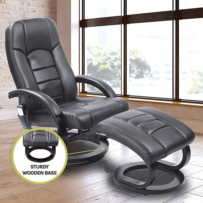 Danoz Direct - PU Leather Massage Chair Recliner Ottoman Lounge Remote