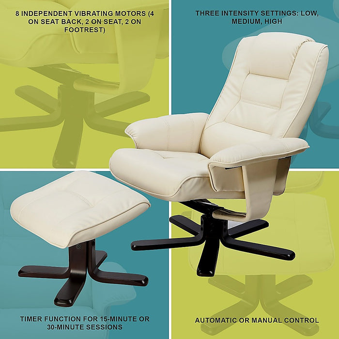 Danoz Direct - PU Leather Massage Chair Recliner Ottoman Lounge Remote