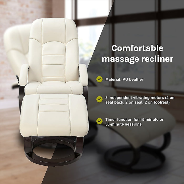 Danoz Direct - PU Leather Deluxe Massage Chair Recliner Ottoman Lounge Remote