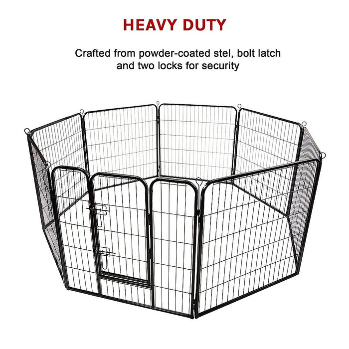 Danoz Direct - 8 Panel Heavy Duty Pet Dog Playpen Puppy Exercise Fence Enclosure Cage
