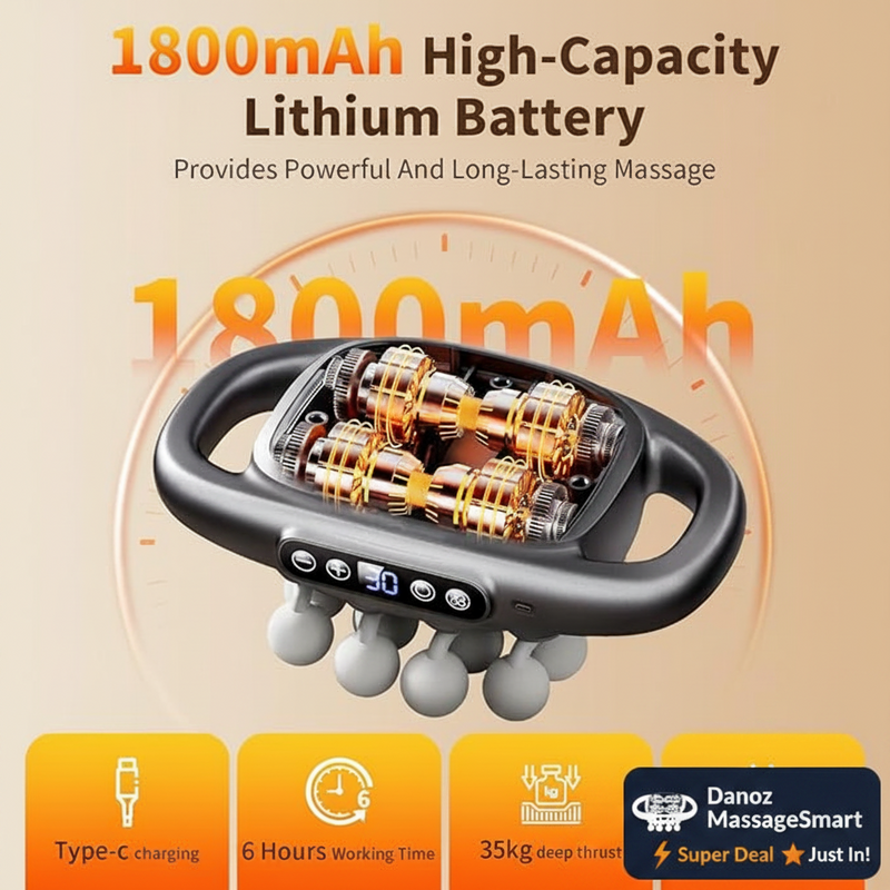 Danoz MassageSmart 16-Head Percussion Massage Gun 💪 | 99 Speeds, 58kg Force, 2000mAh + Travel Case — Deep Tissue Full Body Relief