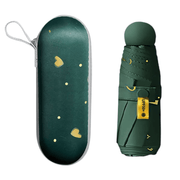 2 - Pack Green Ultra - Compact 5 - Fold Waterproof All - Weather Umbrella for Women - Heart Pattern, Black Glue UV Protection, 8 - Rib Frame, Portable Capsule Parasol - danozdirect