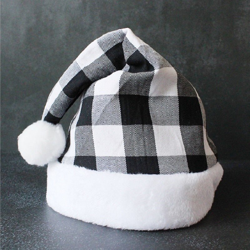 2 Pack Plaid Santa Hats for Adults, Buffalo Check Christmas Hats with White Fur Trim - danozdirect