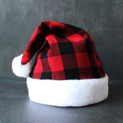 2 Pack Plaid Santa Hats for Adults, Buffalo Check Christmas Hats with White Fur Trim - danozdirect