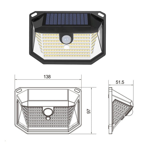 2 - Pack Solar Motion Sensor Wall Light(178 - Bead LED) - 3 Lighting Modes, IP64 Waterproof, Three - Sided Wide - Angle Lighting for Outdoor Security and Garden Lighting - danozdirect