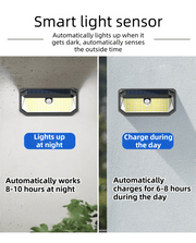 2 - Pack Solar Motion Sensor Wall Light(178 - Bead LED) - 3 Lighting Modes, IP64 Waterproof, Three - Sided Wide - Angle Lighting for Outdoor Security and Garden Lighting - danozdirect