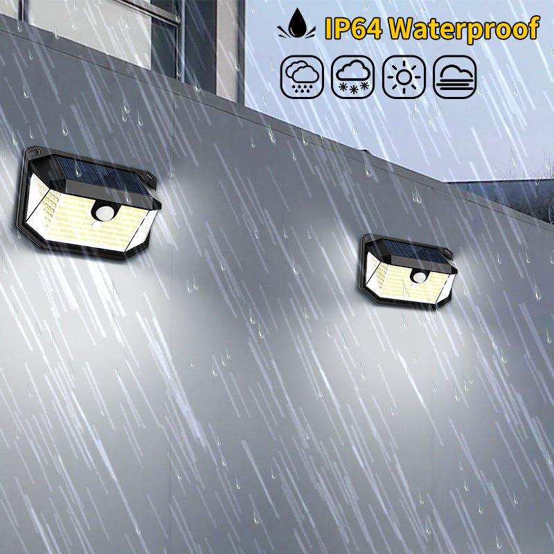 2 - Pack Solar Motion Sensor Wall Light(178 - Bead LED) - 3 Lighting Modes, IP64 Waterproof, Three - Sided Wide - Angle Lighting for Outdoor Security and Garden Lighting - danozdirect