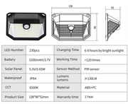2 - Pack Solar Motion Sensor Wall Light(230 - Bead LED) - 3 Lighting Modes, IP64 Waterproof, Three - Sided Wide - Angle Lighting for Outdoor Security and Garden Lighting - danozdirect